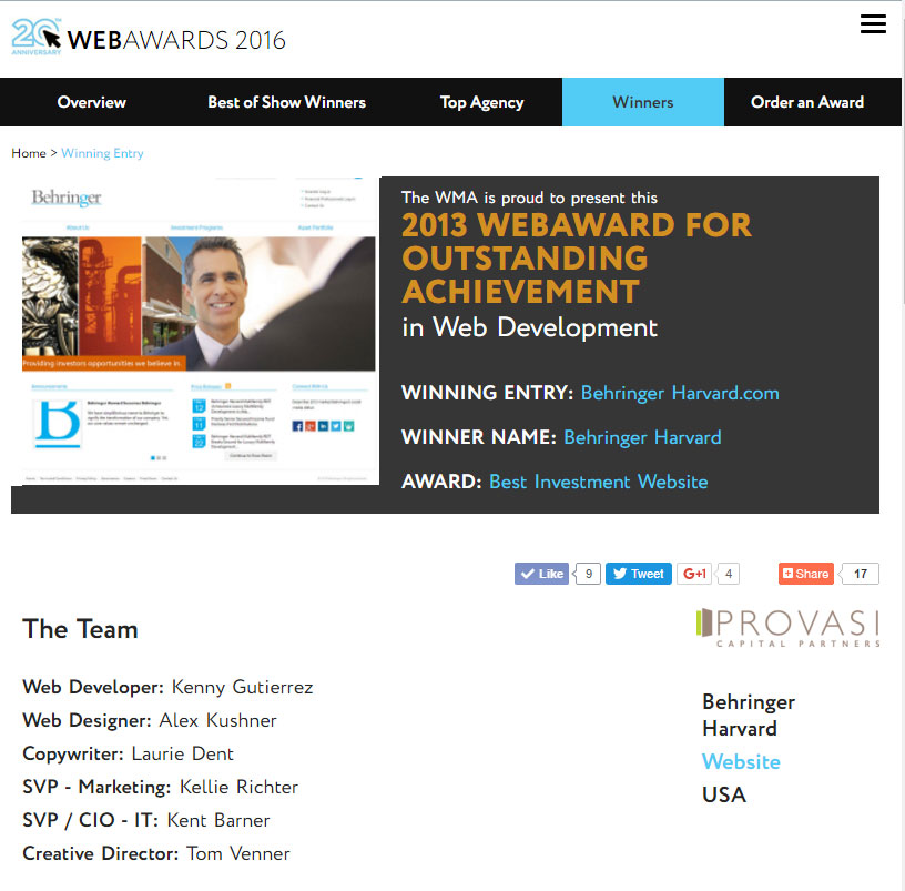 Best Investment Site 2013 - Web Marketing Association