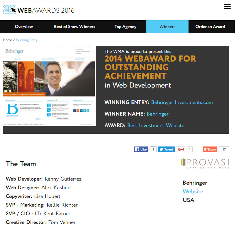 Best Investment Site 2014 - Web Marketing Association